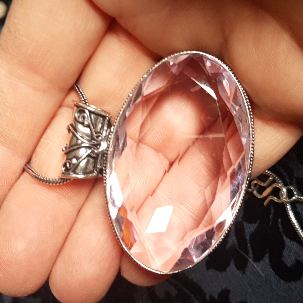 Pink Kunzite Faceted Pendant Necklace